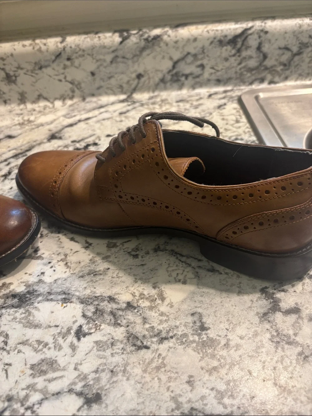 Nunn Bush Men's Cognac Tan Leather Wingtip Derbys